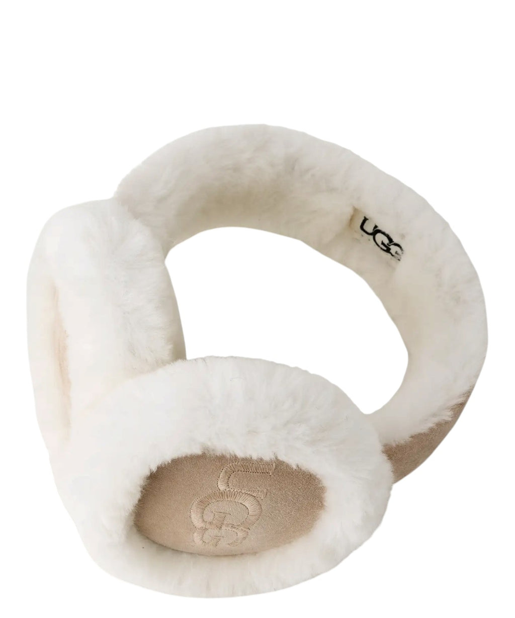 Cache-oreilles femme UGG en peau lainée avec logo brodé