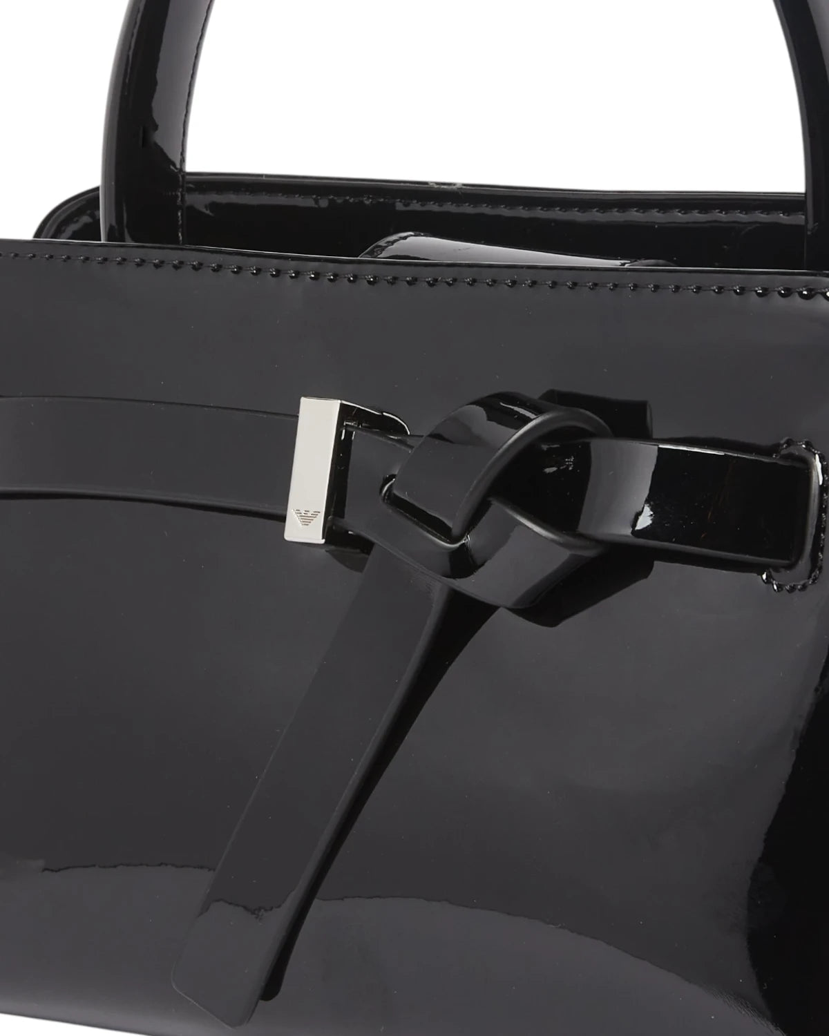 Mini Borsa a Mano in Similpelle Verniciata Nera-Emporio Armani-Borse a mano-Vittorio Citro Boutique