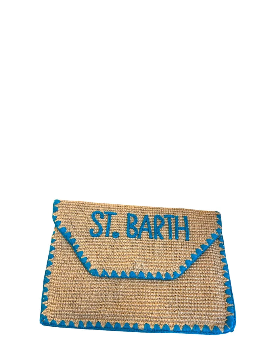 Pochette Envelope in rafia naturale con dettagli ricamati-Mc2 Saint Barth-Pochette-Vittorio Citro Boutique