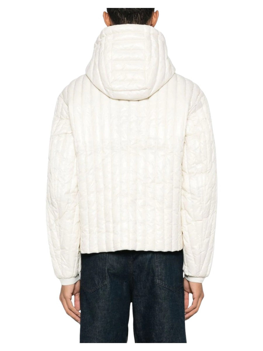 Piumino con cappuccio water repellent in nylon matelassé verticale-Emporio Armani-Piumini-Vittorio Citro Boutique