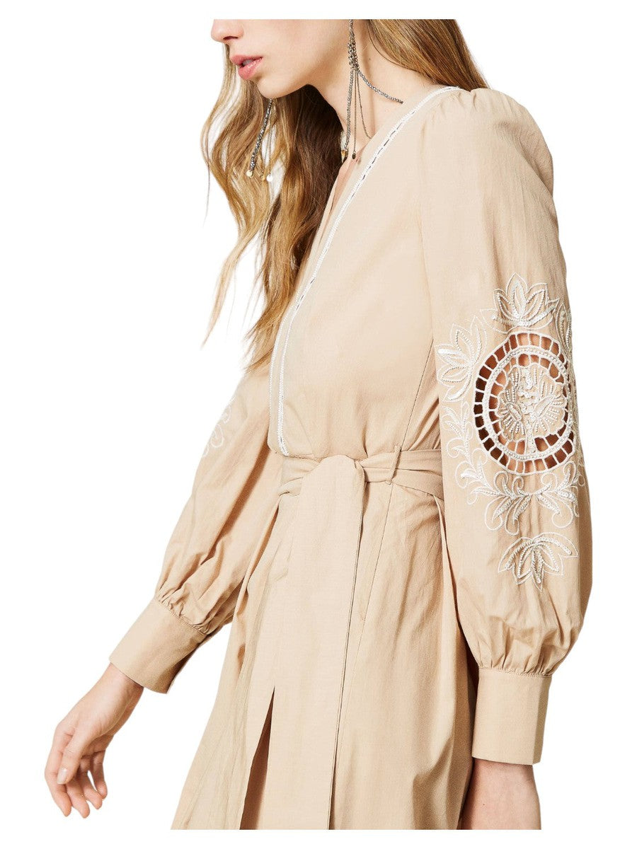 Abito Lungo in Mussola con Ricami Fatti a Mano-Twinset-Abiti-Vittorio Citro Boutique