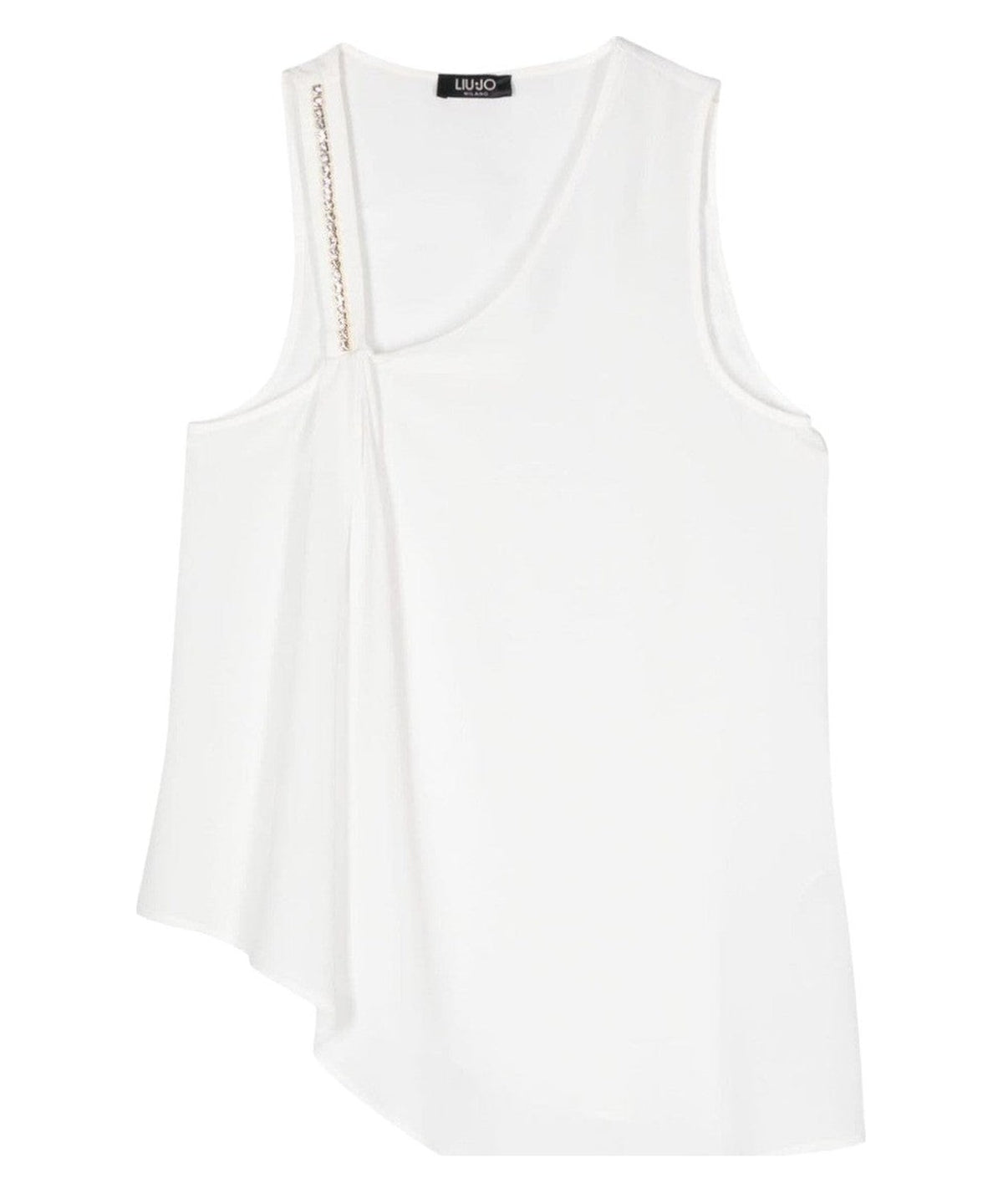 Blusa Smanicata Asimmetrica con Decorazione in Cristalli-Liu-Jo-Top-Vittorio Citro Boutique