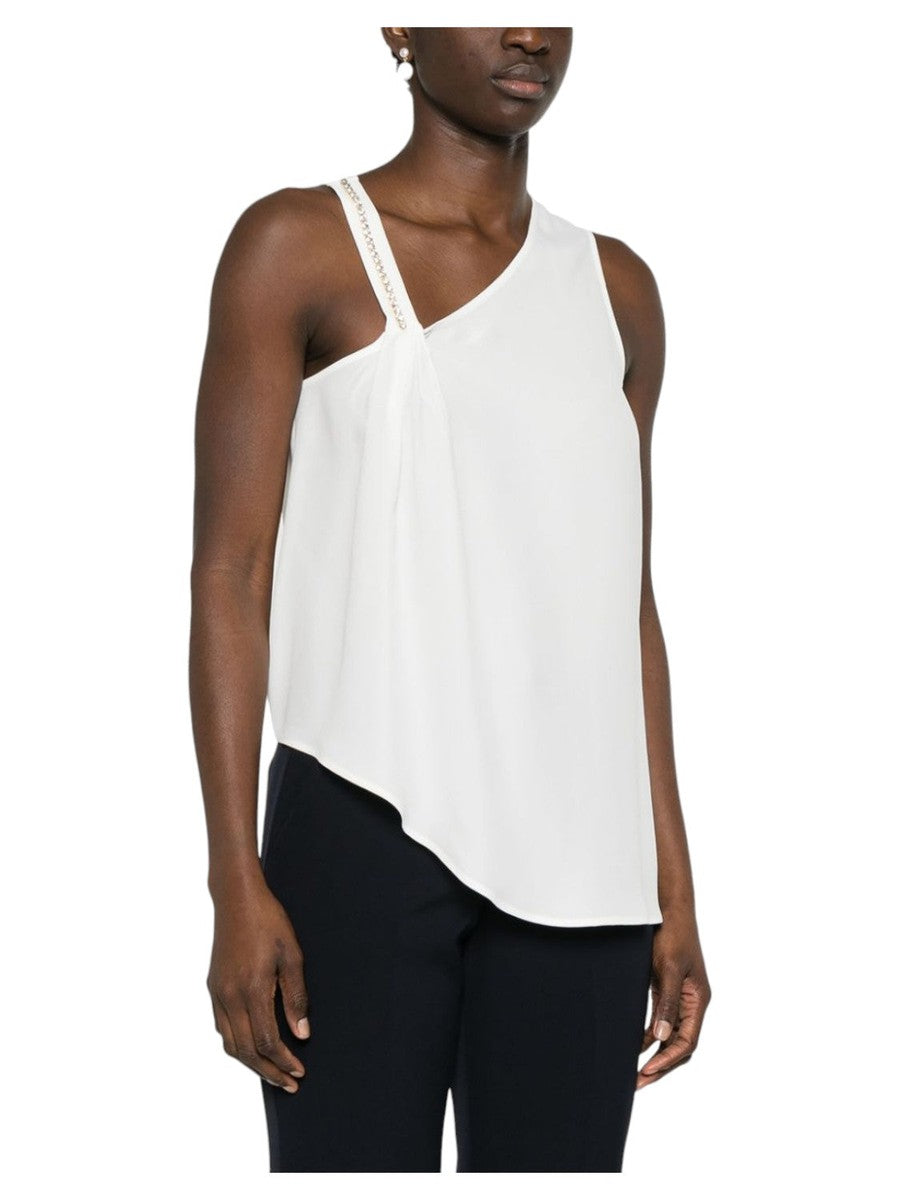 Blusa Smanicata Asimmetrica con Decorazione in Cristalli-Liu-Jo-Top-Vittorio Citro Boutique