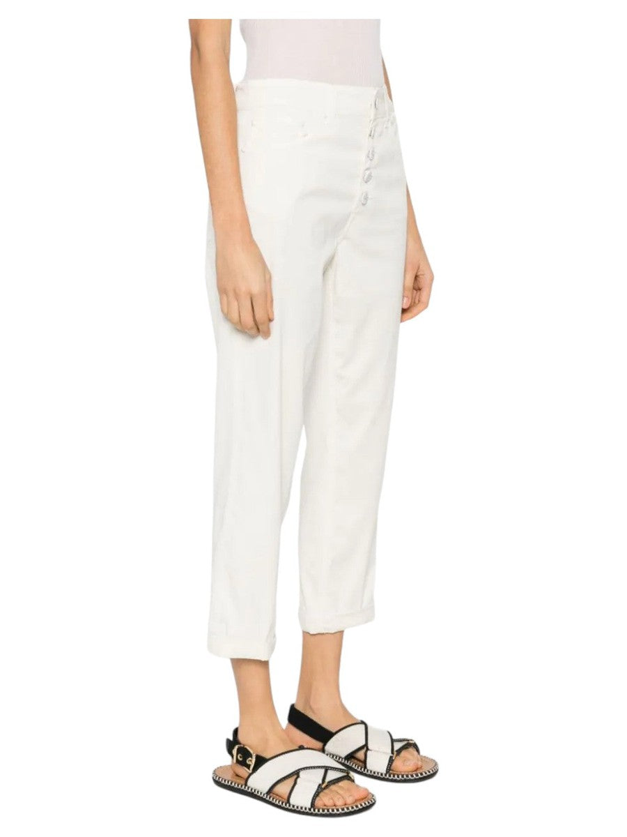 Pantaloni Crop Dritti Koons con Bottoni Cristallo-Dondup-Pantaloni-Vittorio Citro Boutique