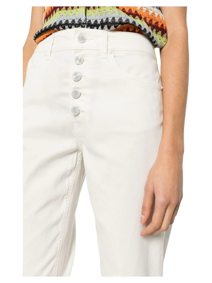 Pantaloni Crop Dritti Koons con Bottoni Cristallo-Dondup-Pantaloni-Vittorio Citro Boutique