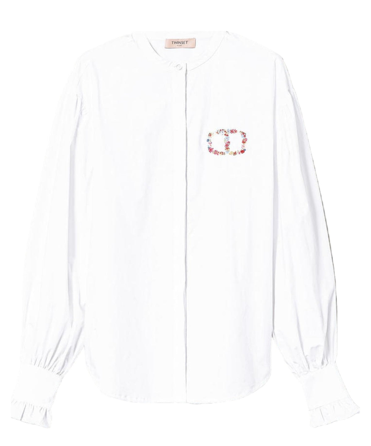 Camicia in popeline con ricamo Oval T a fiori-Twinset-Camicie-Vittorio Citro Boutique