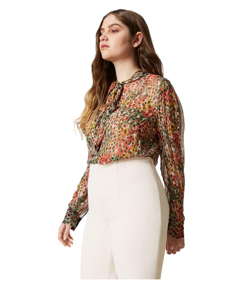 Camicia in creponne animalier-Twinset-Camicie-Vittorio Citro Boutique