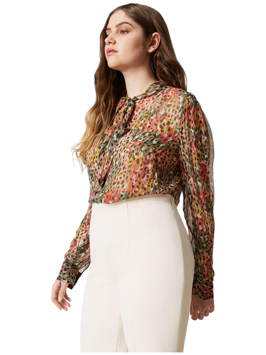 Camicia in creponne animalier-Twinset-Camicie-Vittorio Citro Boutique