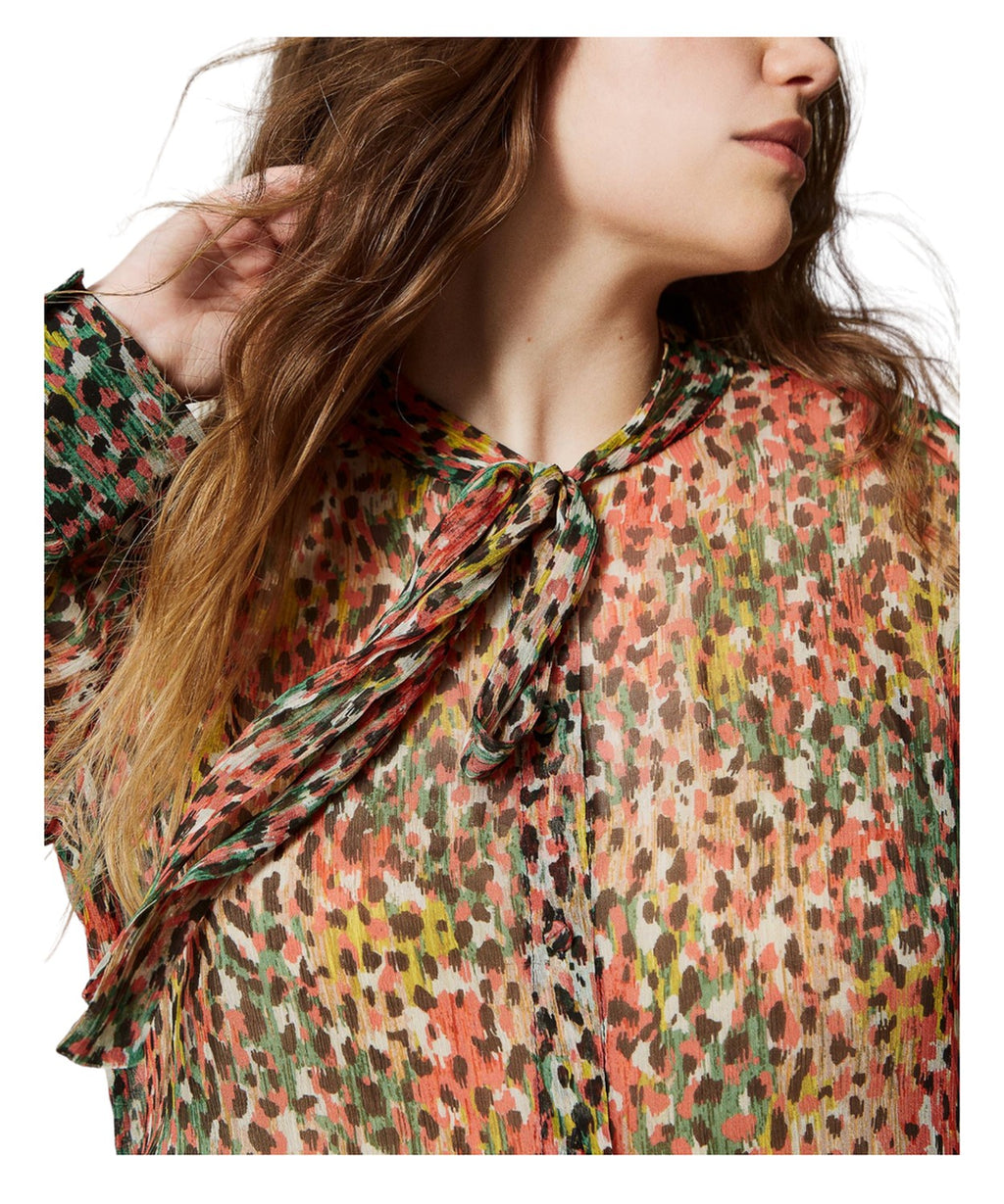 Camicia in creponne animalier-Twinset-Camicie-Vittorio Citro Boutique