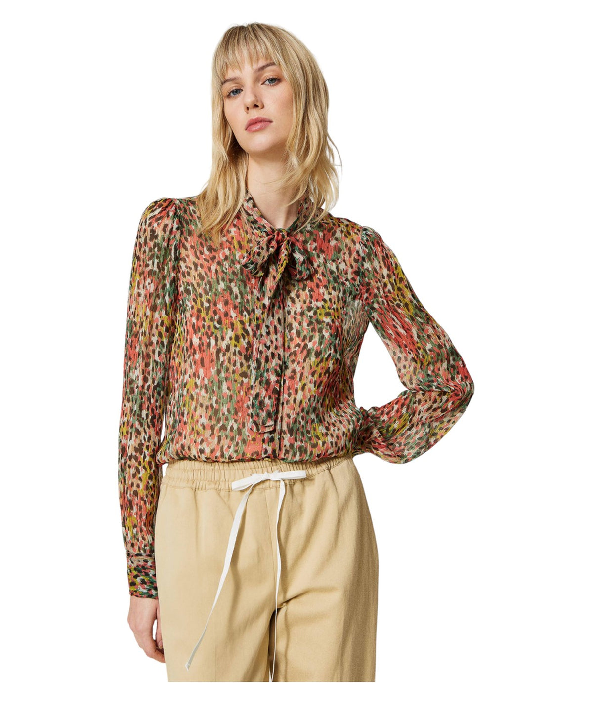 Camicia in creponne animalier-Twinset-Camicie-Vittorio Citro Boutique