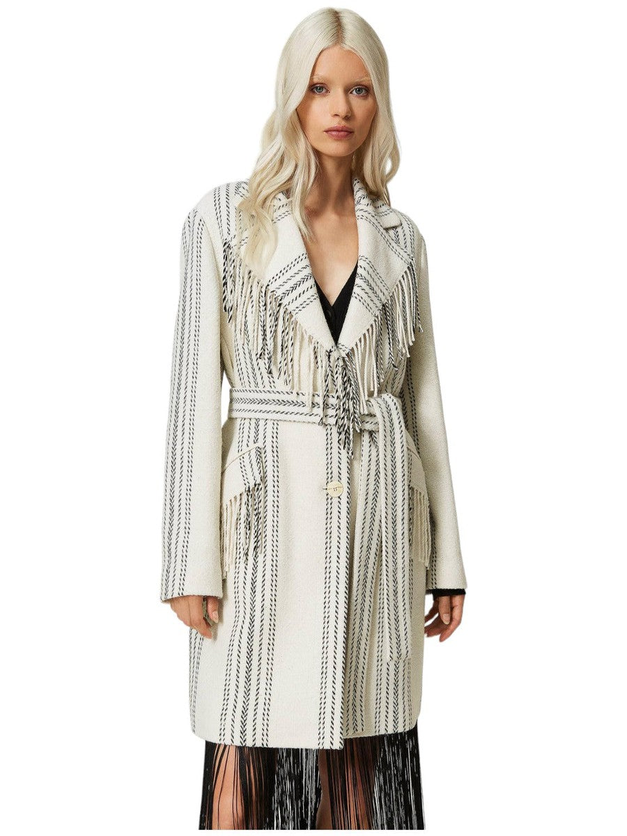 Cappotto in misto lana jacquard-Twinset-Cappotti-Vittorio Citro Boutique