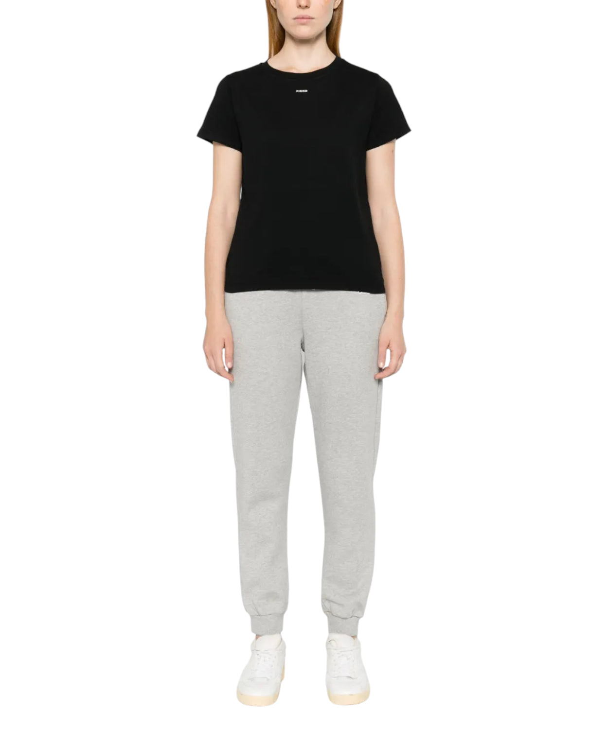 T-Shirt PINKO Basico in Cotone con Logo Mini Vernice