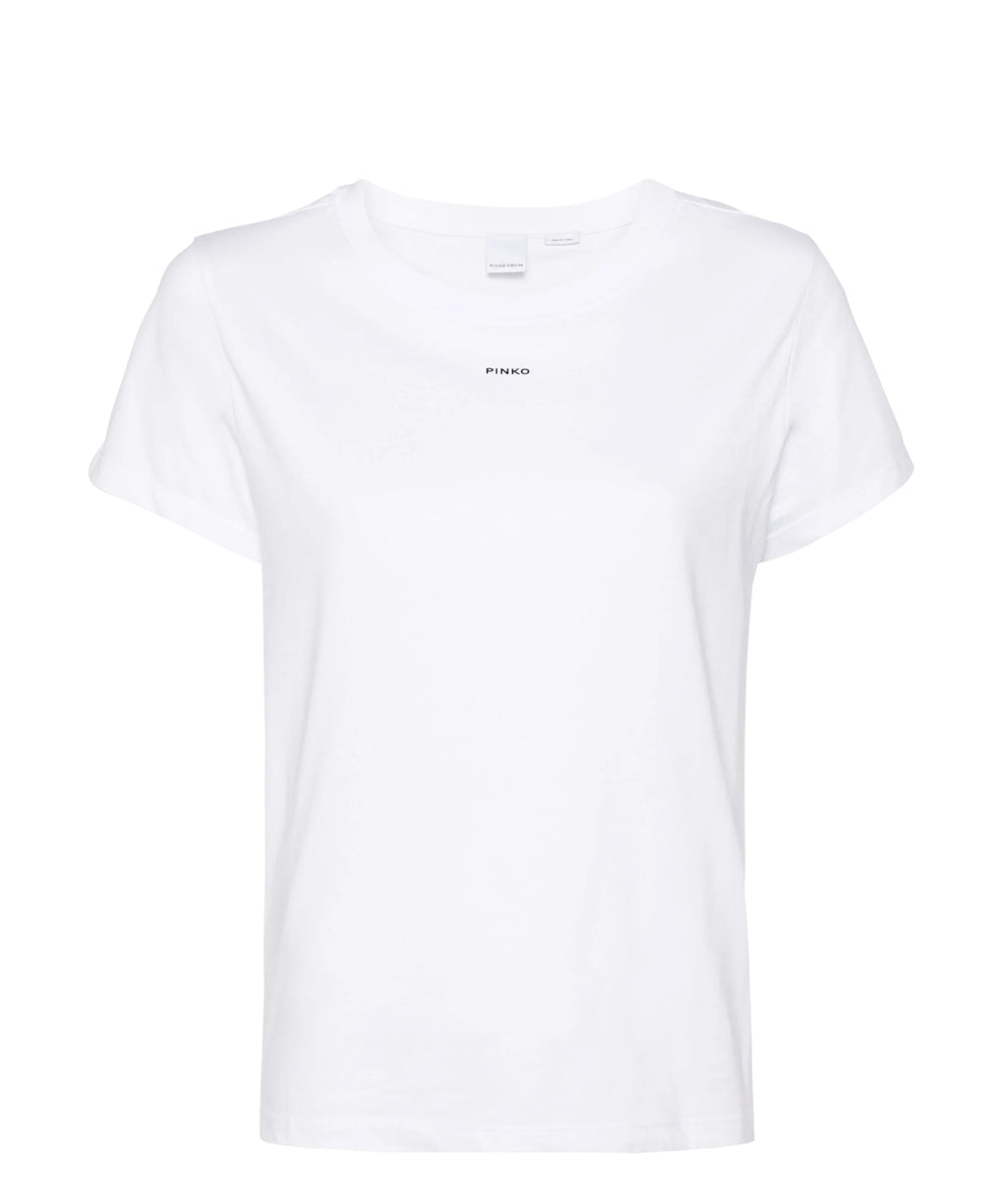 T-shirt basique en coton avec petit logo verni