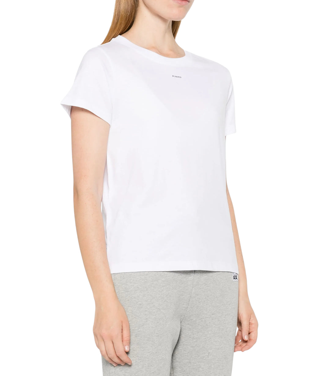 T-shirt basique en coton avec petit logo verni