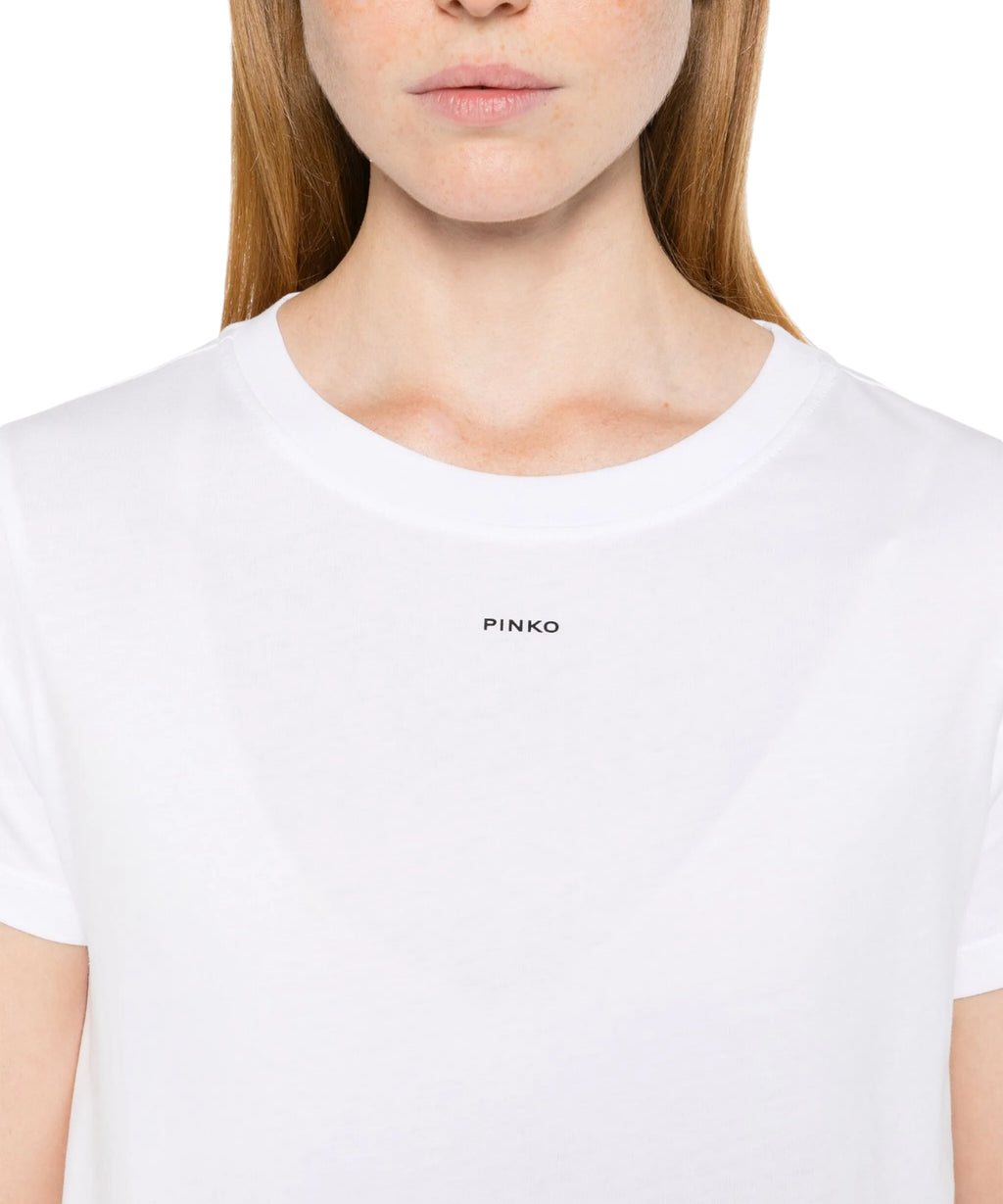 T-shirt basique en coton avec petit logo verni