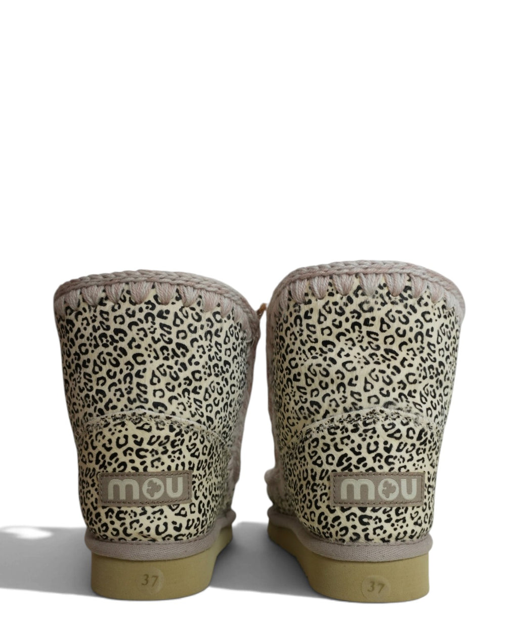 Bottines Mou à imprimé animalier avec finition shearling