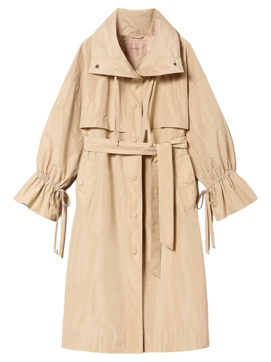 Trench in taffetà con cintura-Twinset-Giacche-Vittorio Citro Boutique