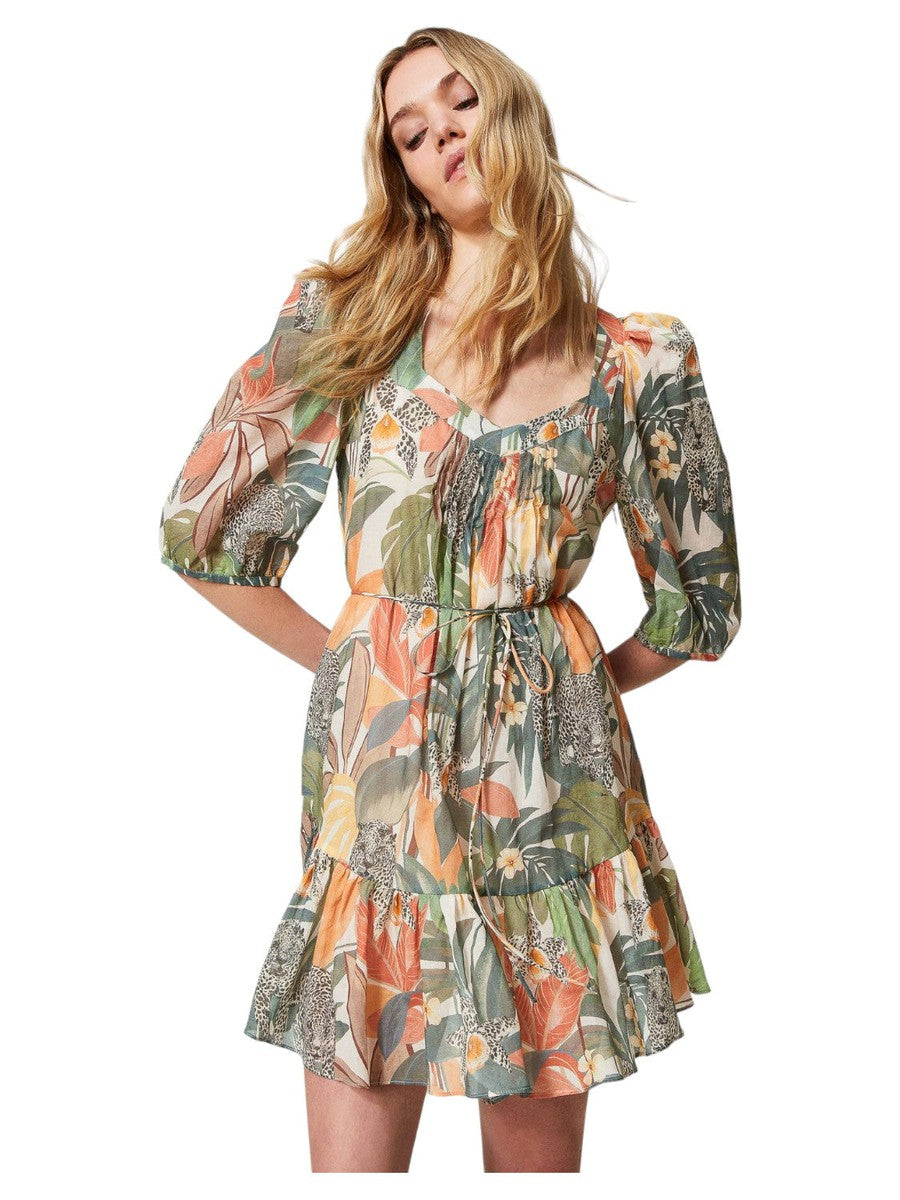 Abito corto in mussola con stampa-Twinset-Abiti-Vittorio Citro Boutique