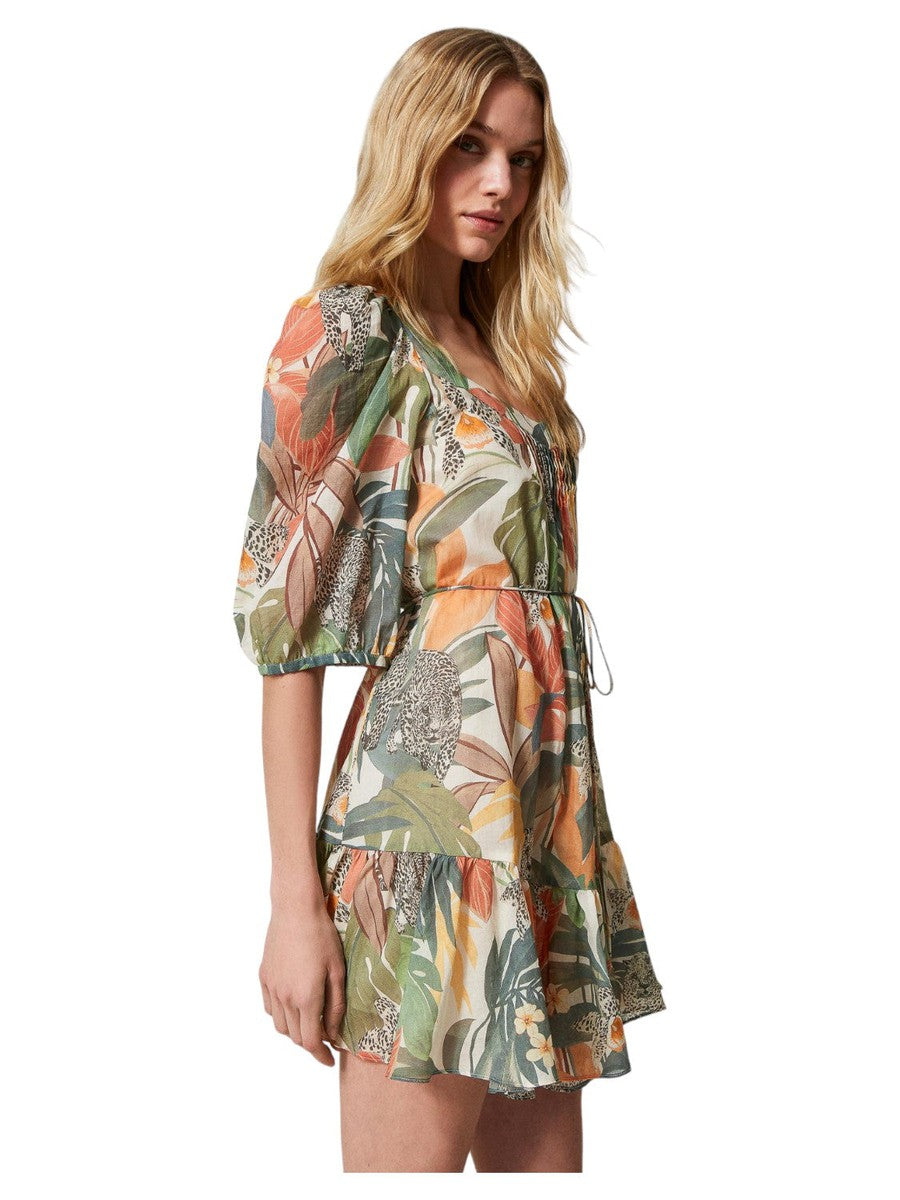 Abito corto in mussola con stampa-Twinset-Abiti-Vittorio Citro Boutique