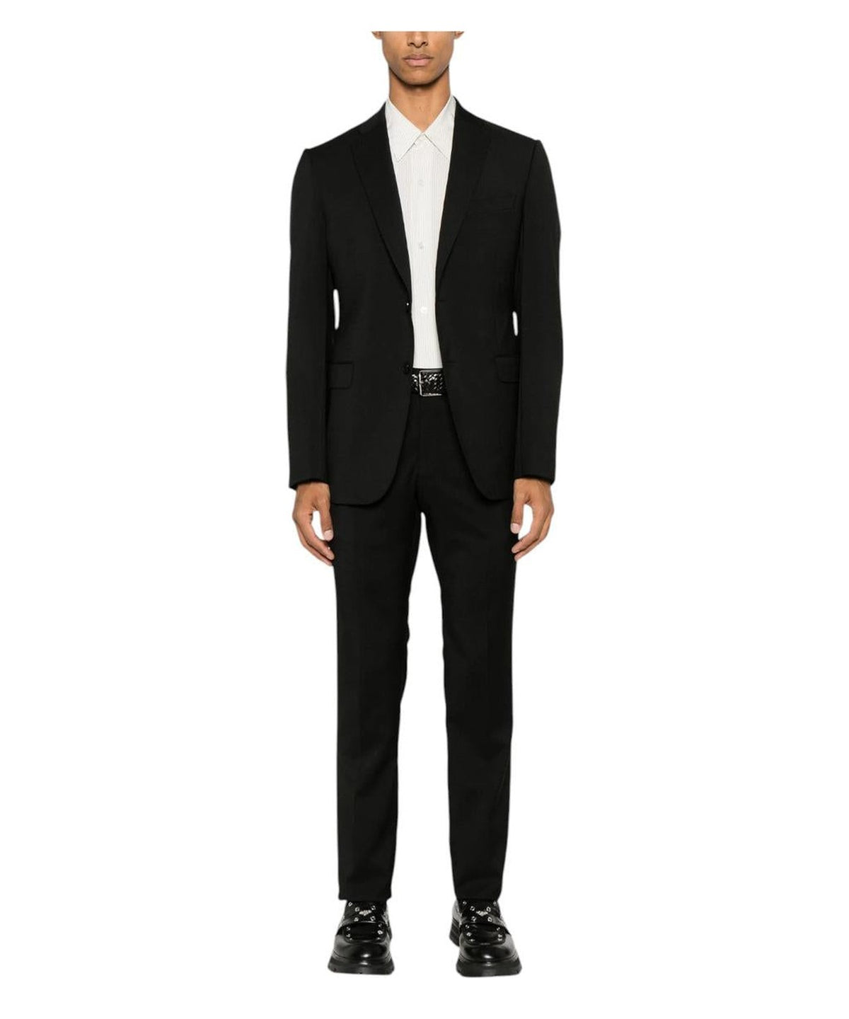 Abito Emporio Armani in Lana Vergine Nero Carbone-Emporio Armani-Abiti-Vittorio Citro Boutique