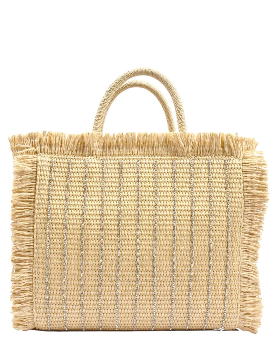 Borsa in Rafia con Frange e Strass-Mc2 Saint Barth-Borse a mano-Vittorio Citro Boutique