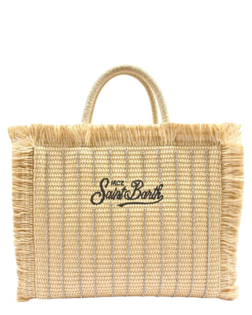 Borsa in Rafia con Frange e Strass-Mc2 Saint Barth-Borse a mano-Vittorio Citro Boutique