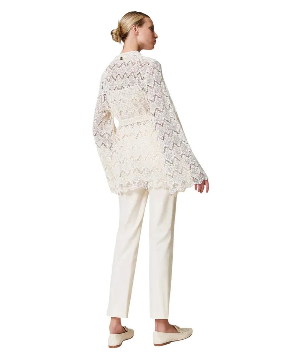 Pantaloni dritti in gabardine misto cotone-Twinset-Pantaloni-Vittorio Citro Boutique