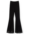 Pantaloni Flare in Maglia Stretch con Motivo Geometrico à Jour-Twinset-Pantaloni-Vittorio Citro Boutique