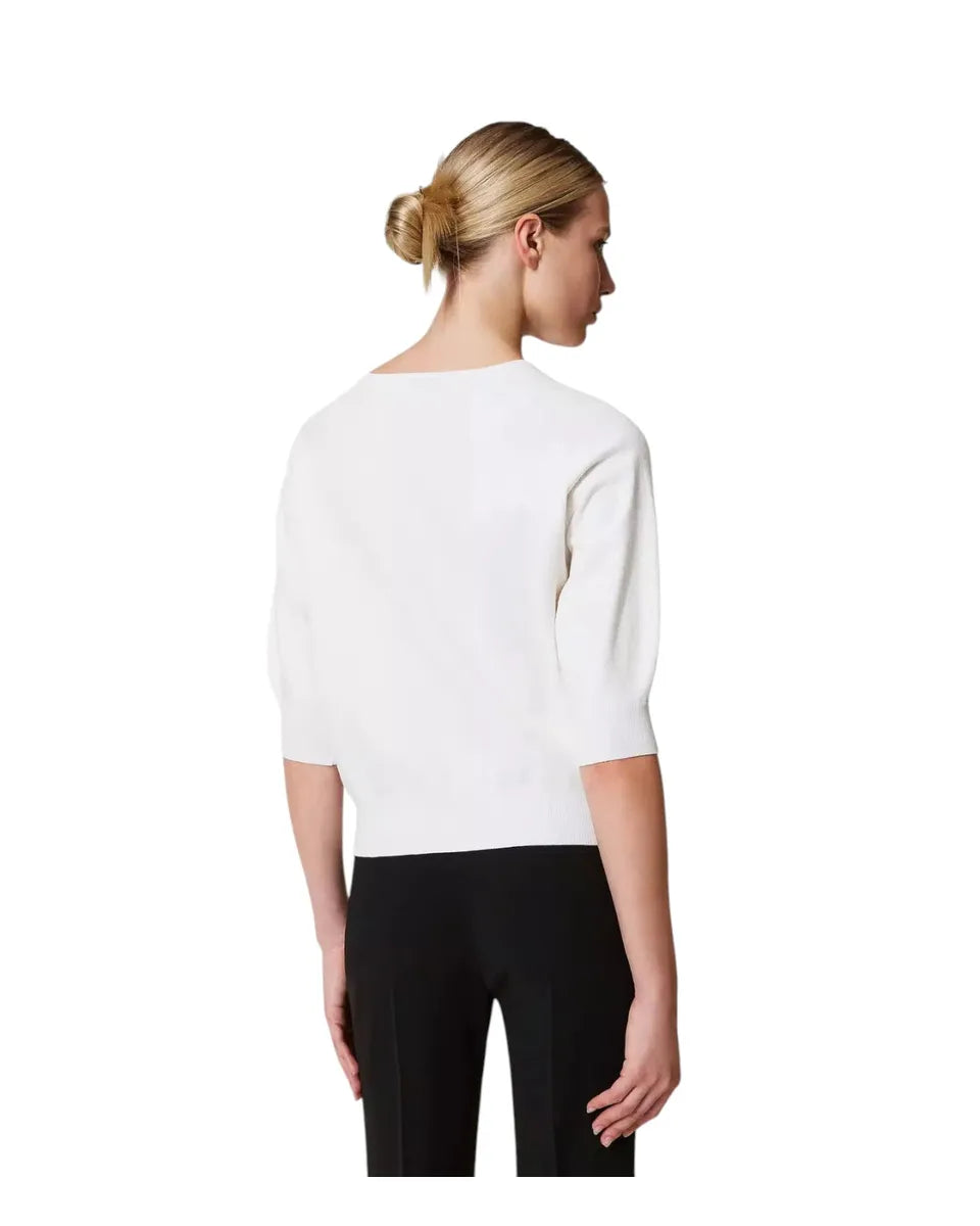 Maglia con cut-out e logo Oval T in metallo-Twinset-Maglieria-Vittorio Citro Boutique