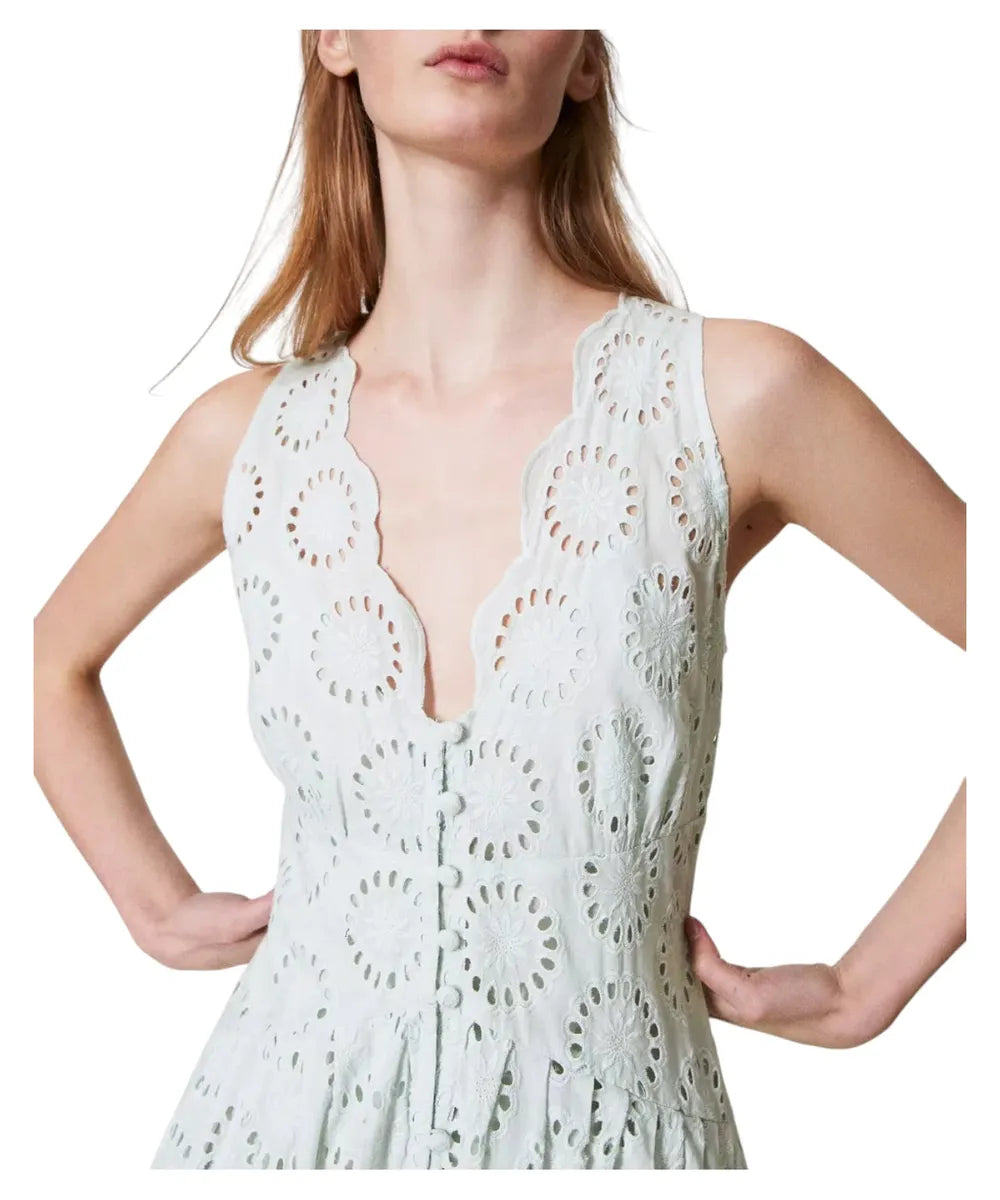 Abito Lungo in Sangallo Water Green-Twinset-Abiti-Vittorio Citro Boutique