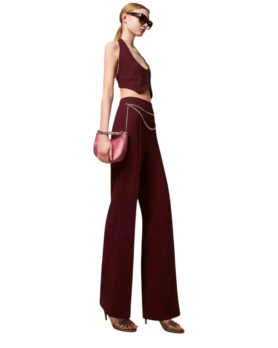 Pantaloni Palazzo con Cintura-Twinset-Pantaloni-Vittorio Citro Boutique