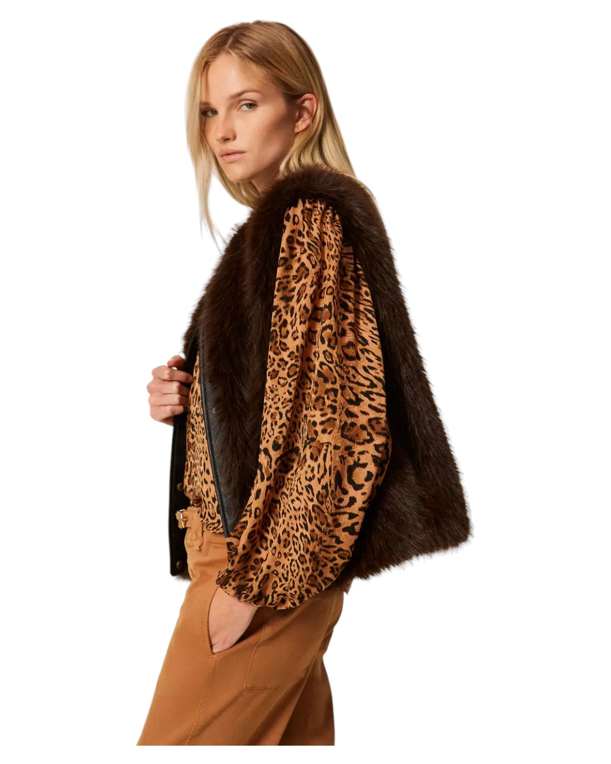 Gilet in Pelliccia Sintetica Bicolor-Twinset-Pellicce e shearling-Vittorio Citro Boutique