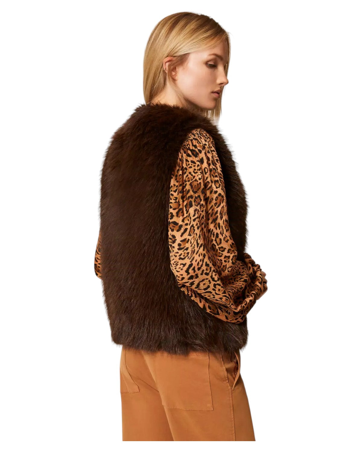 Gilet in Pelliccia Sintetica Bicolor-Twinset-Pellicce e shearling-Vittorio Citro Boutique