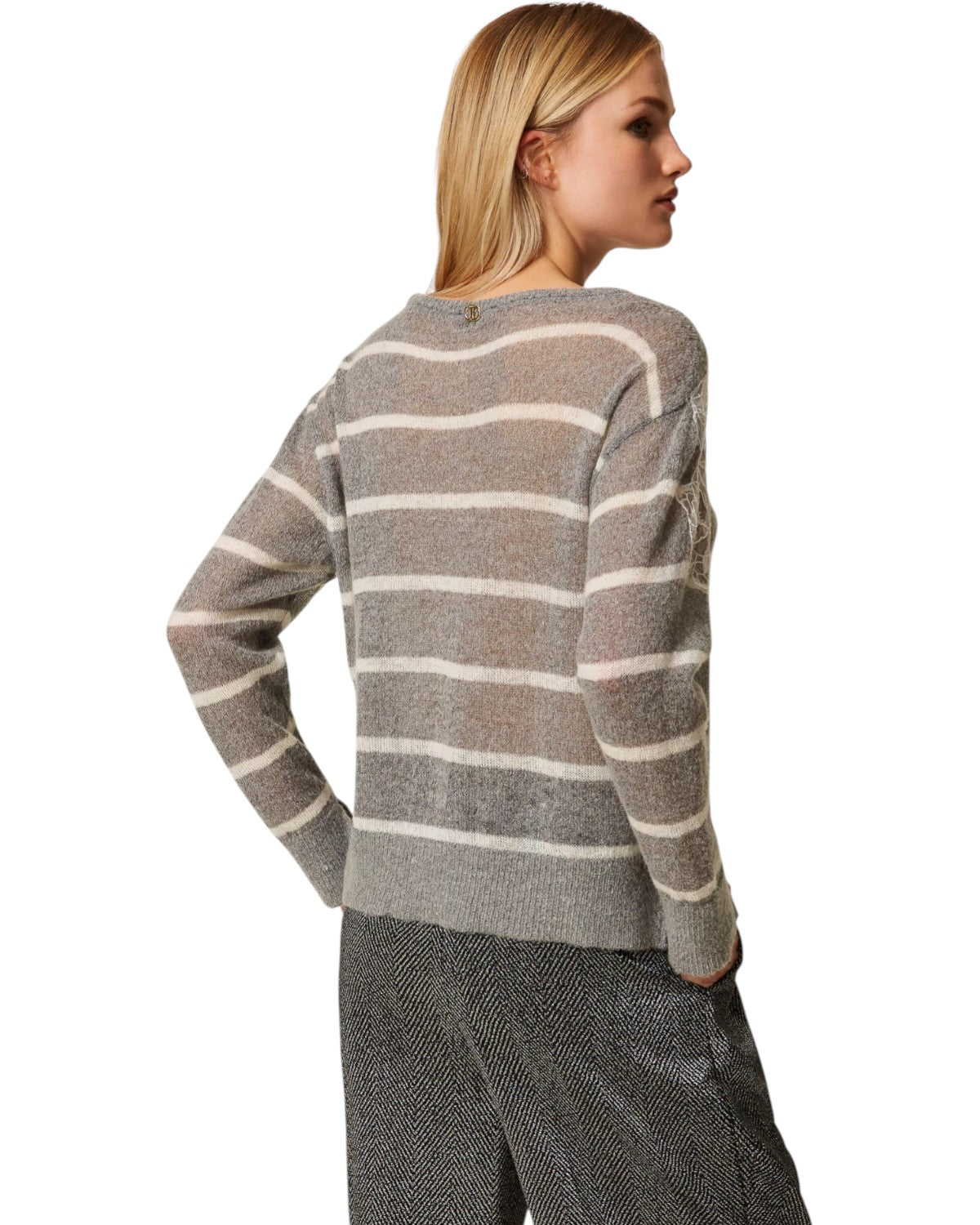 Maglia Misto Mohair con Pizzo e Spacchi-Twinset-Maglieria-Vittorio Citro Boutique