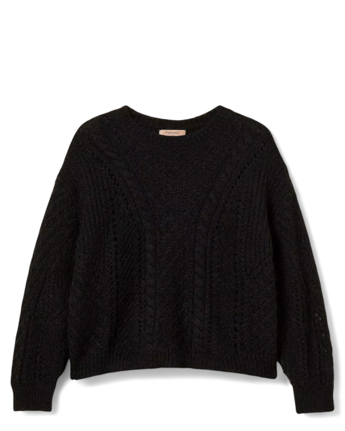 Maglione Oversize in Lana con Girocollo-Twinset-Maglieria-Vittorio Citro Boutique