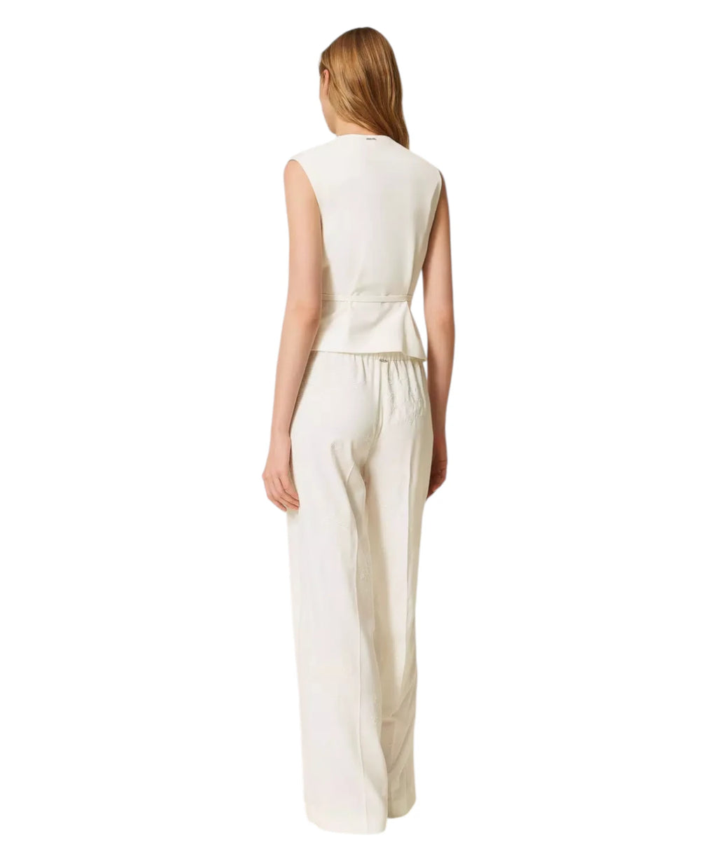 Pantalon Palazzo élégant brodé Twinset