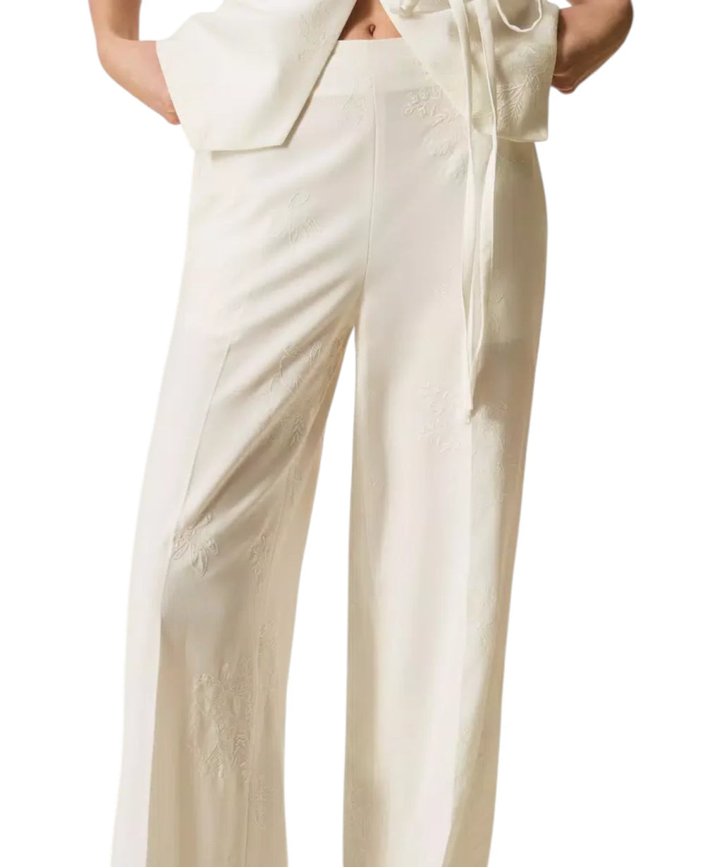 Pantalon Palazzo élégant brodé Twinset
