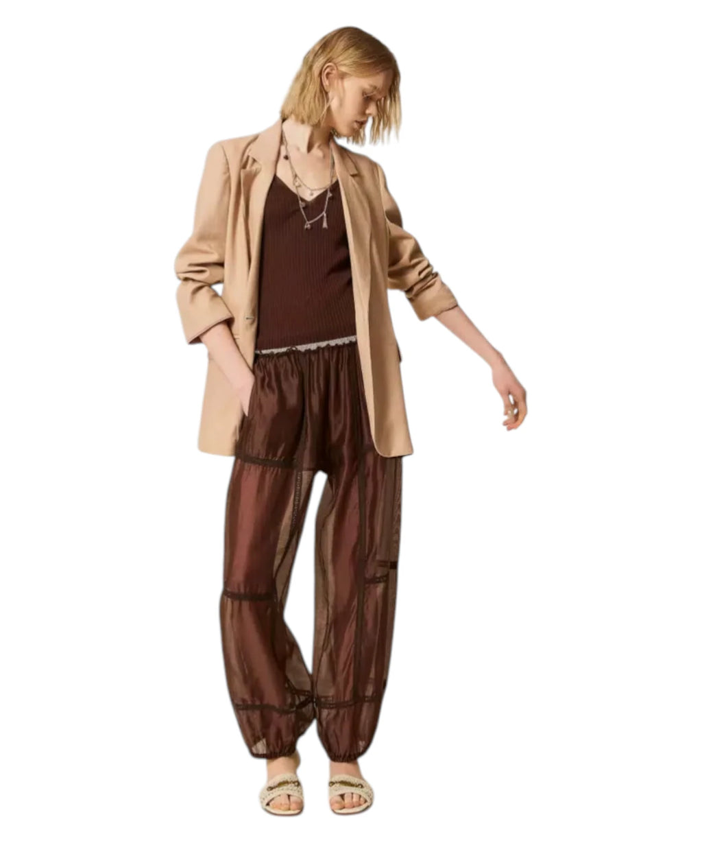 Twinset Pantalon Jogger Voile Dentelle
