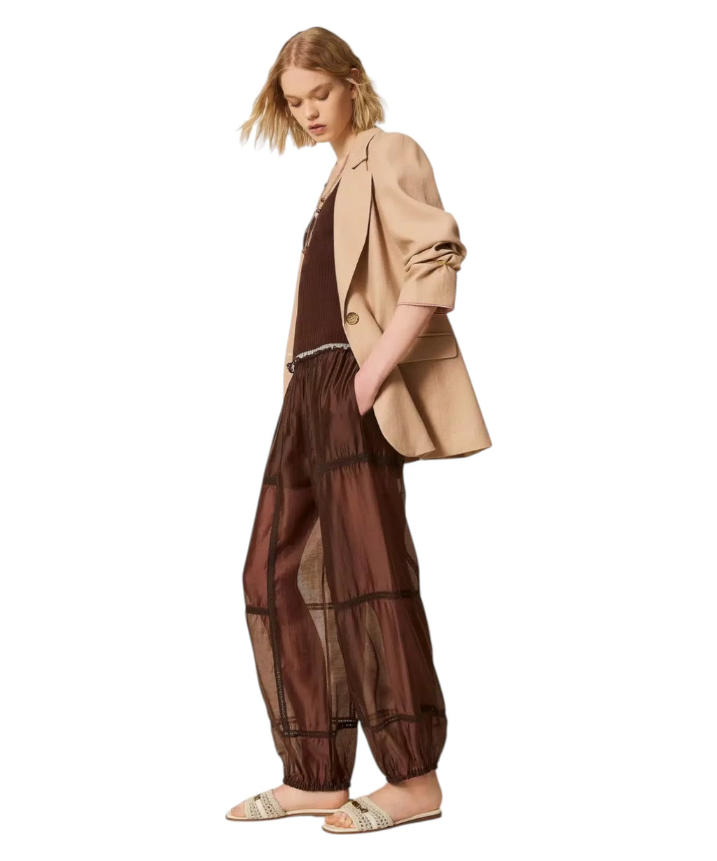 Twinset Pantalon Jogger Voile Dentelle
