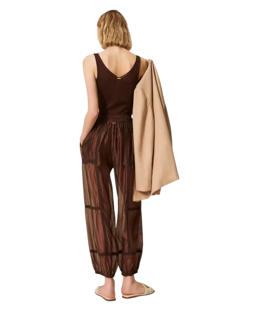 Twinset Pantalon Jogger Voile Dentelle
