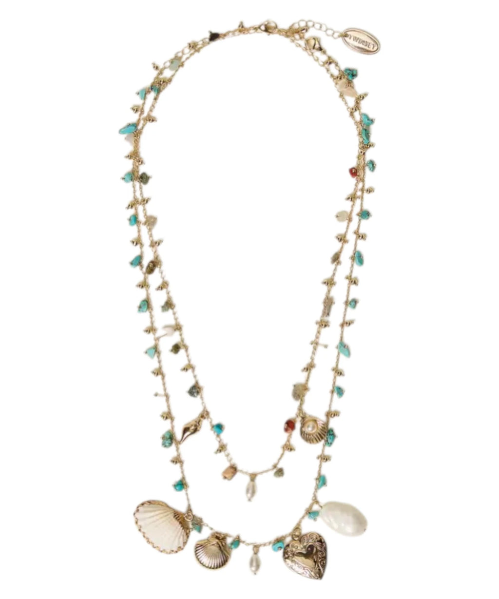 Collier femme multi-rangs pierres bleues Dusty Sky