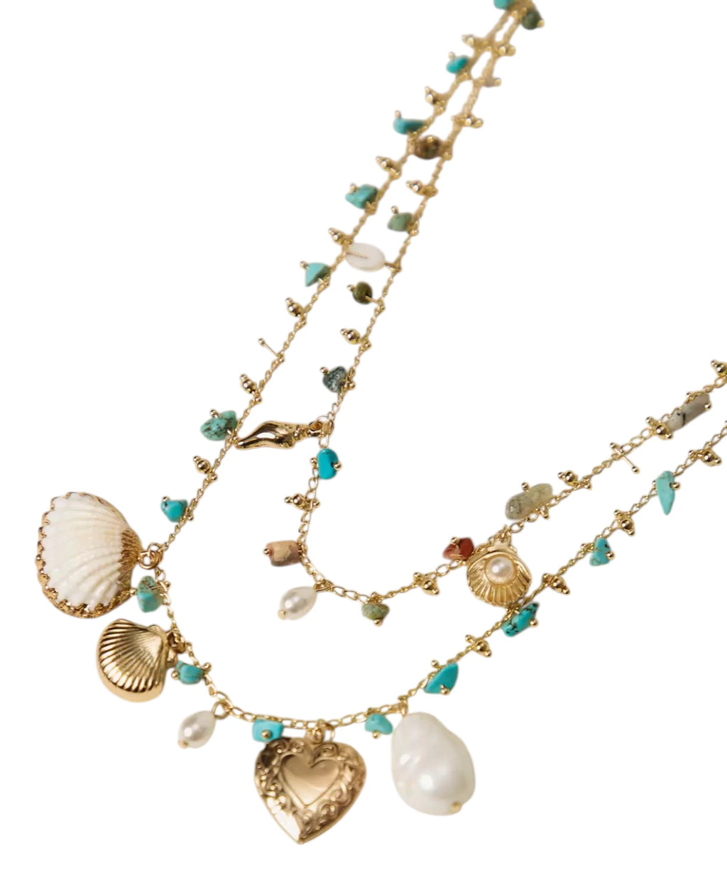 Collier femme multi-rangs pierres bleues Dusty Sky