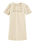 Robe courte en mélange de lin avec broderie élégante