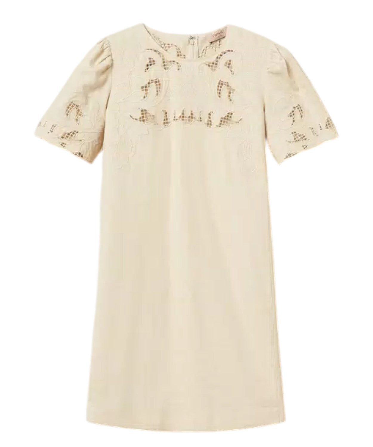Robe courte en mélange de lin avec broderie élégante