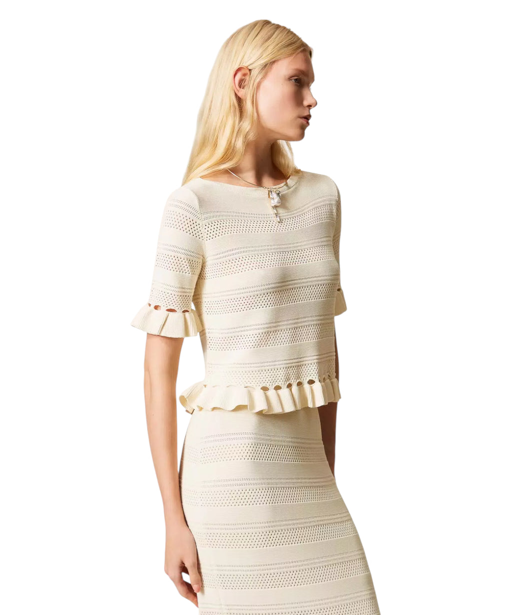 Pull Femme à Volants en Viscose Twinset