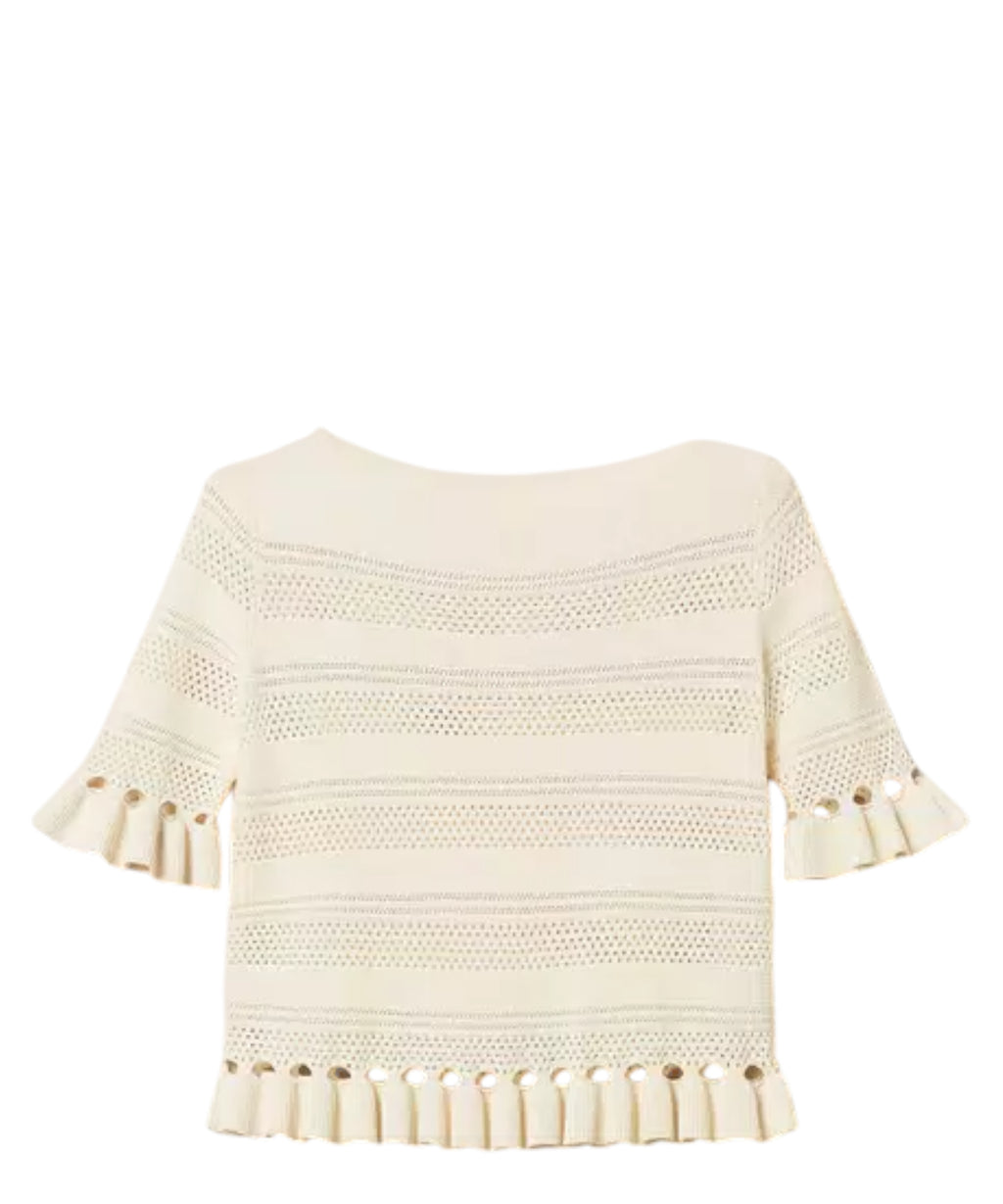 Pull Femme à Volants en Viscose Twinset