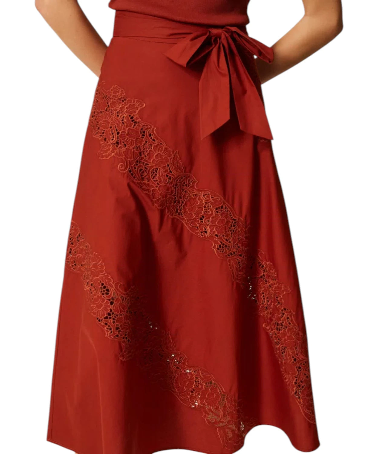 Gonna Lunga Cotone con Ricamo Sangallo