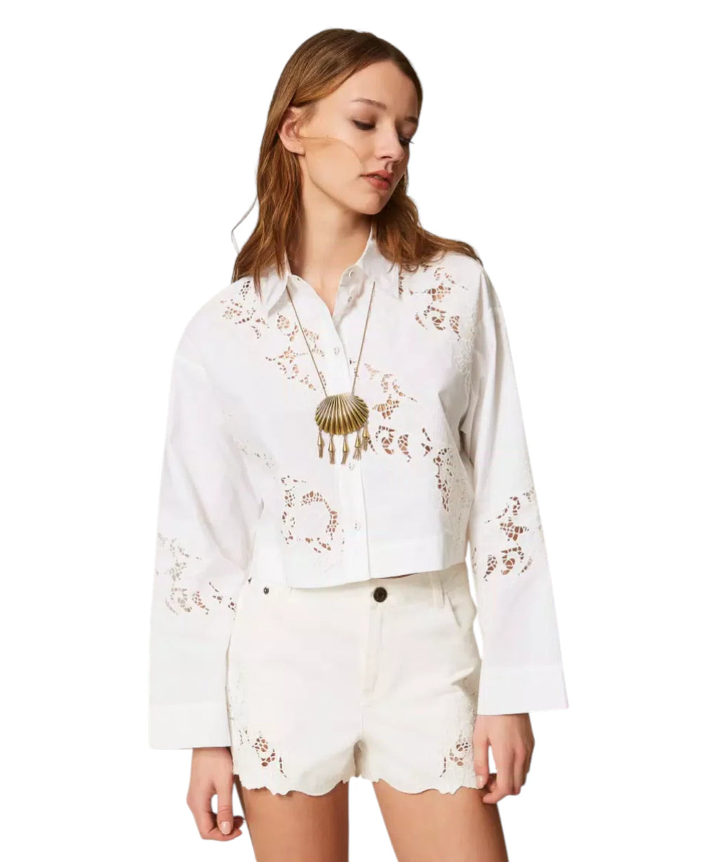 Chemise Femme Popeline et Sangallo Twinset