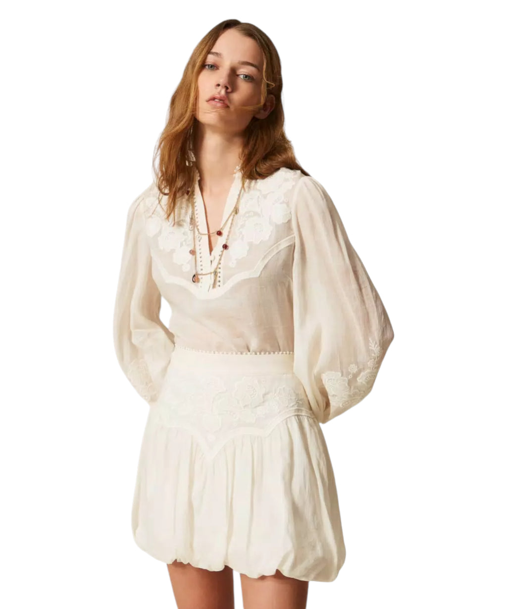 Blouse Femme en Ramié avec Broderie Twinset