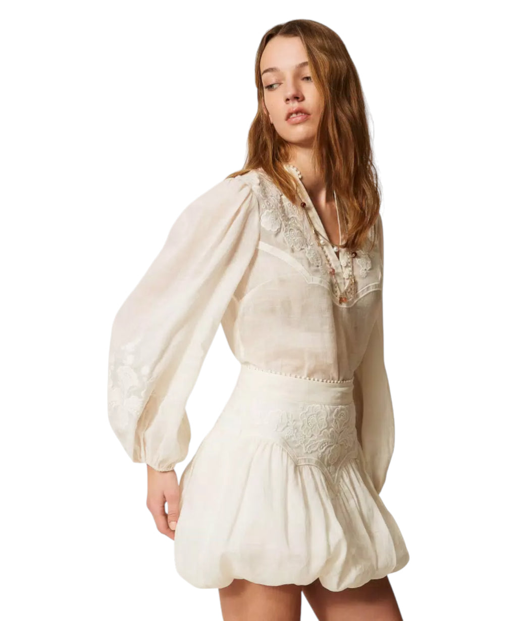 Blouse Femme en Ramié avec Broderie Twinset